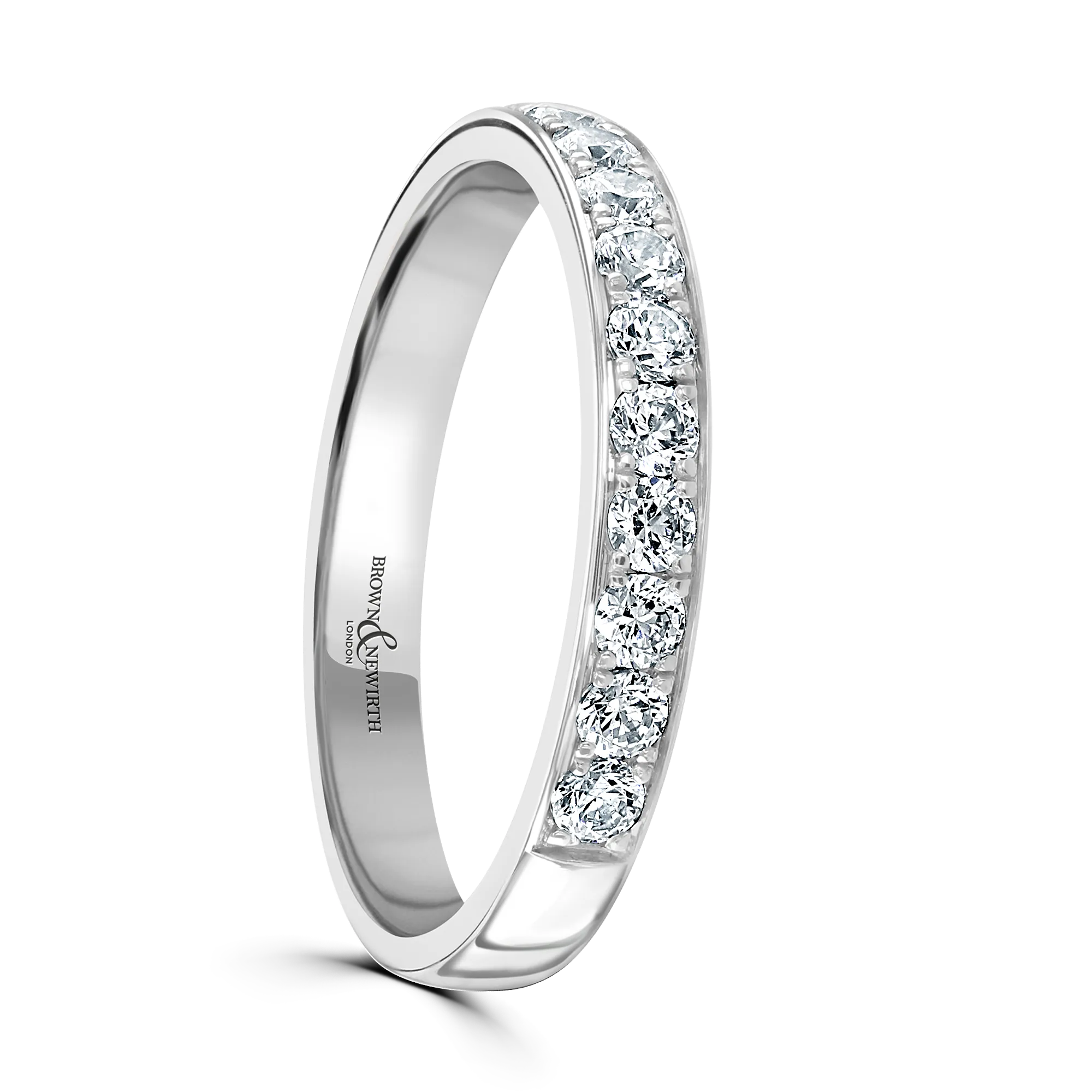 Platinum Grain Set Round Cut Half Eternity Band