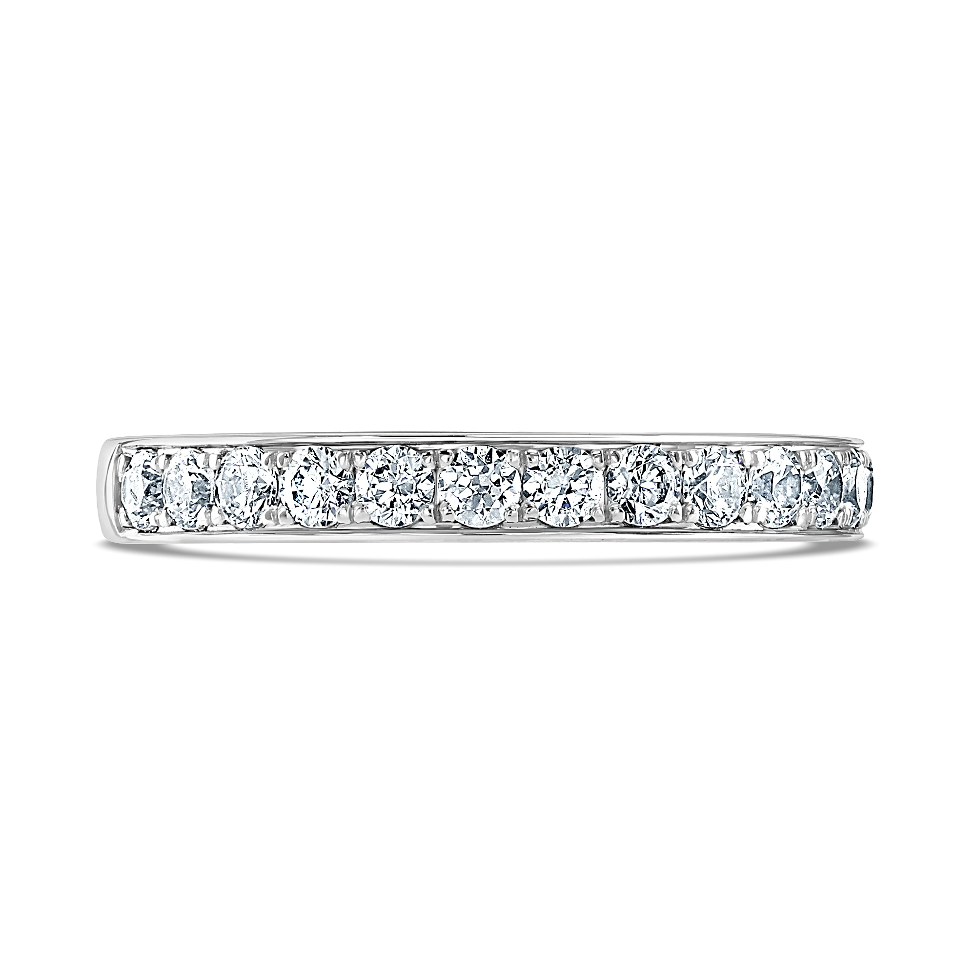 Platinum Grain Set Round Cut Half Eternity Band