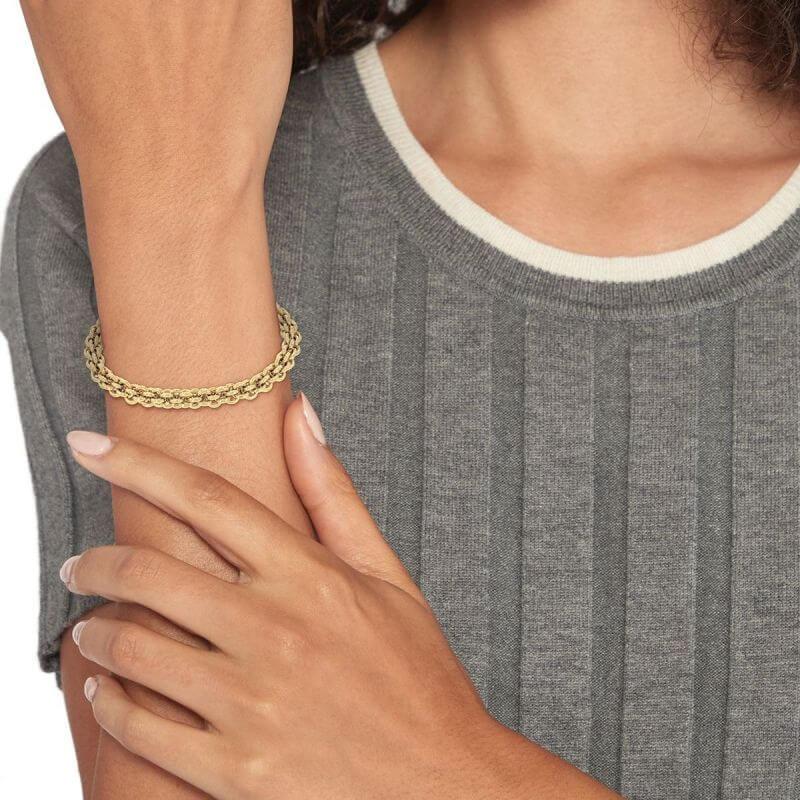 Intertwined Circles Chain Gold Plated Bracelet