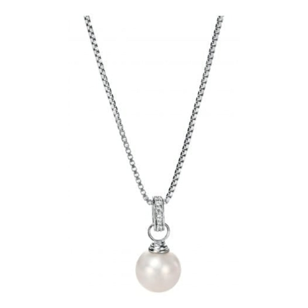 Ladies Sterling Silver Necklace With Swarovski Crystal & Pearl