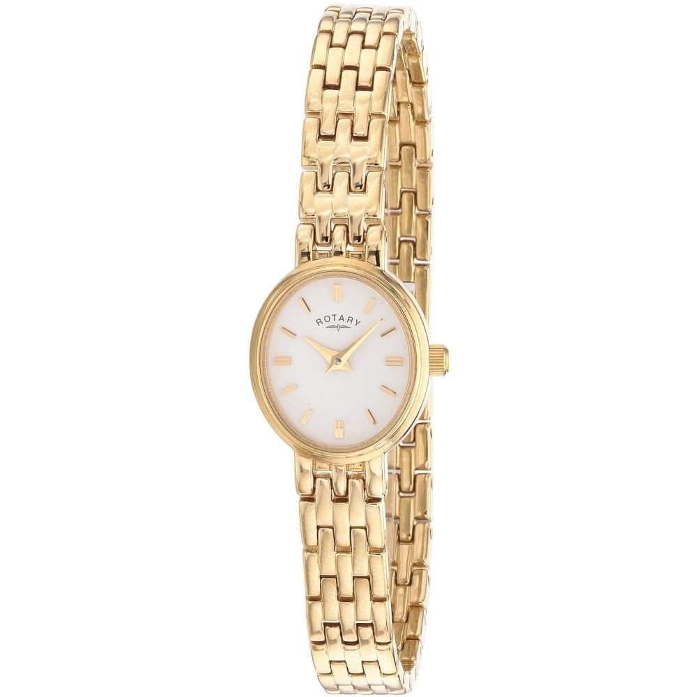 Womens Oval Gold Tone Bracelet Watch