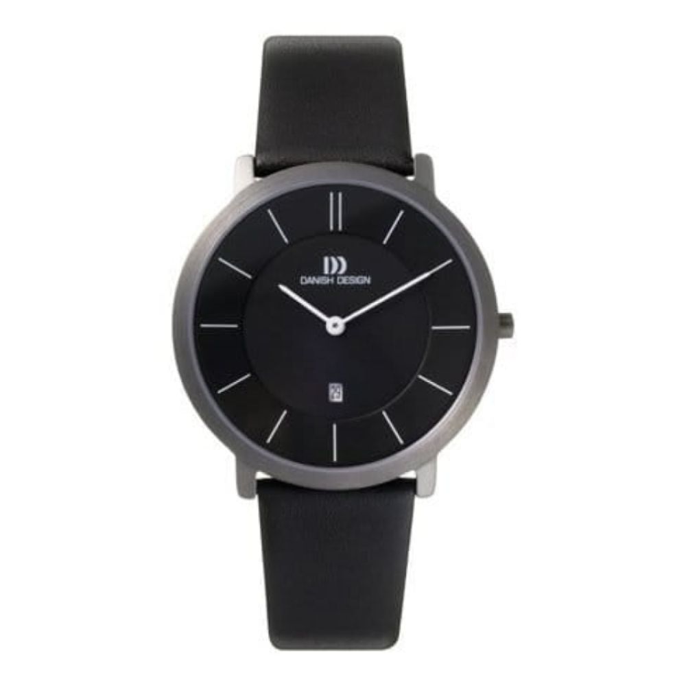 Sapphire Crystal Titanium Black Leather Adjustable Strap Watch
