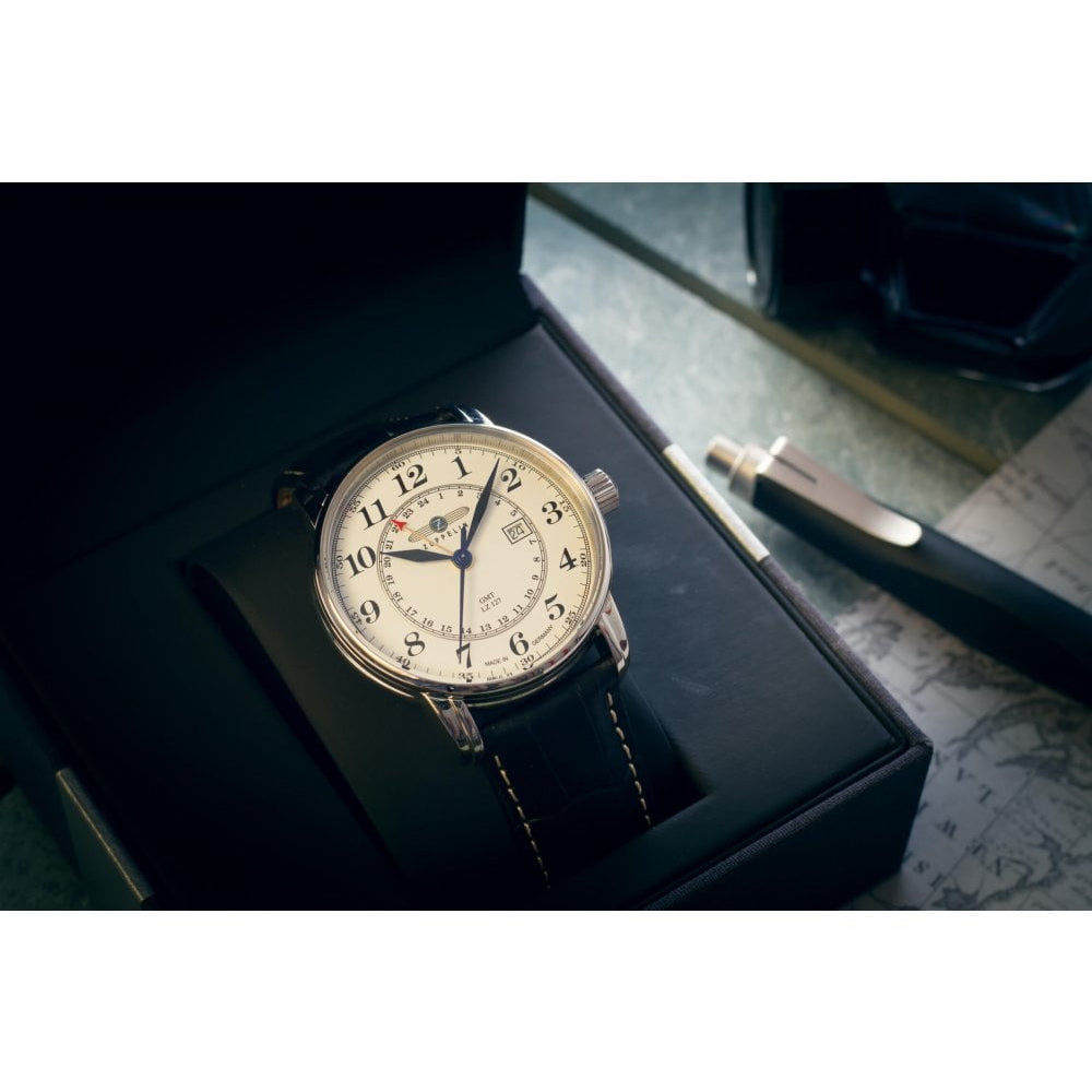 Series LZ127 Graf Zeppelin Black Strap With White Dial Men's Watch