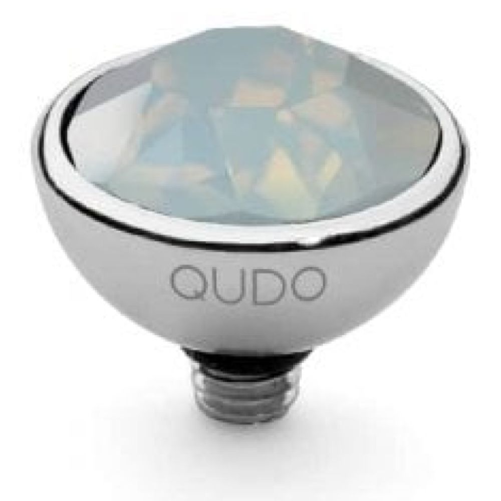 Famosa Silver 10mm Bottone Ring Top White Opal