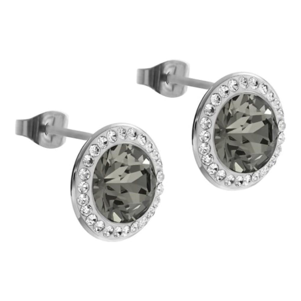 Silver 13mm Black Diamond Tondo Deluxe Earrings