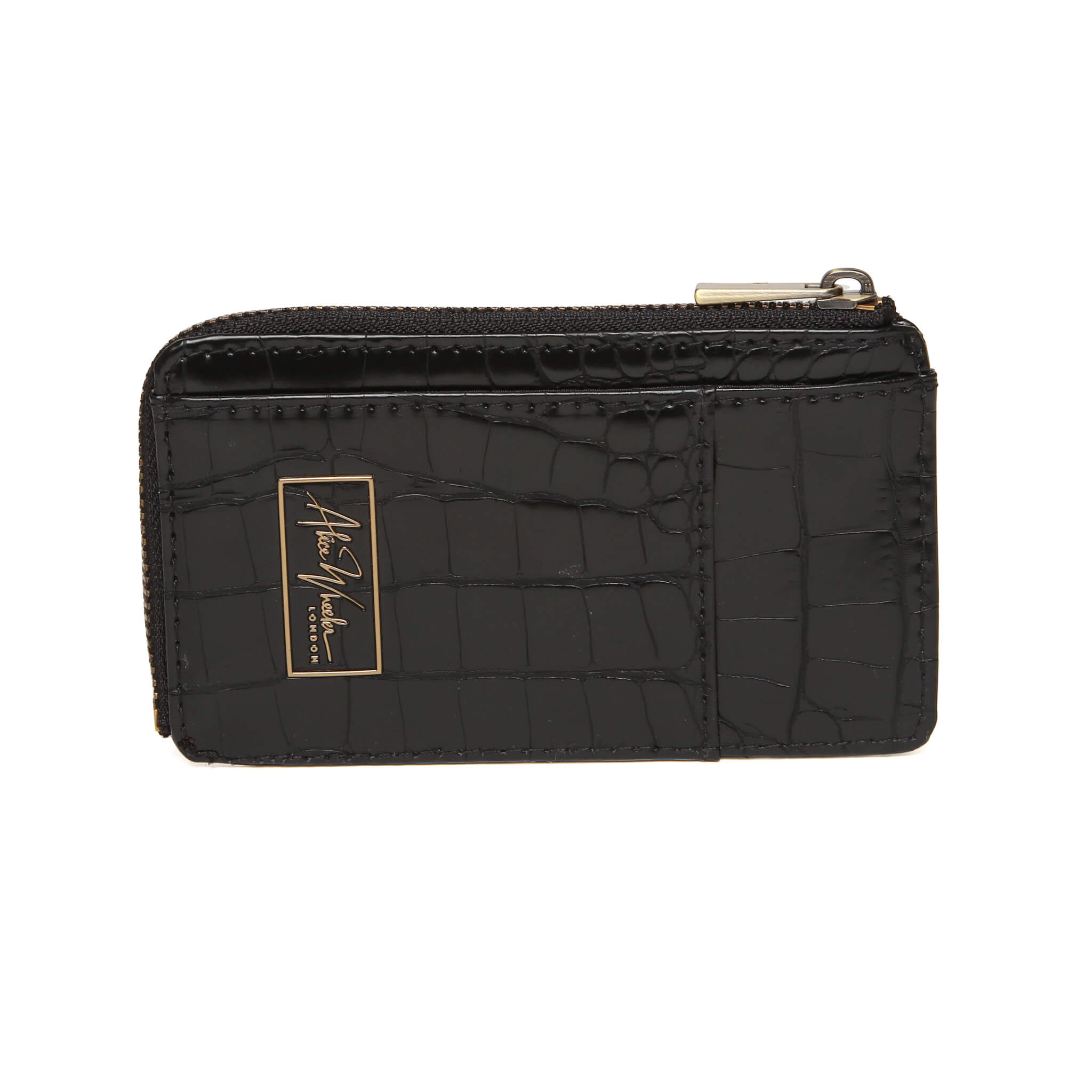 Bath Coin/Card Purse In Black Croc