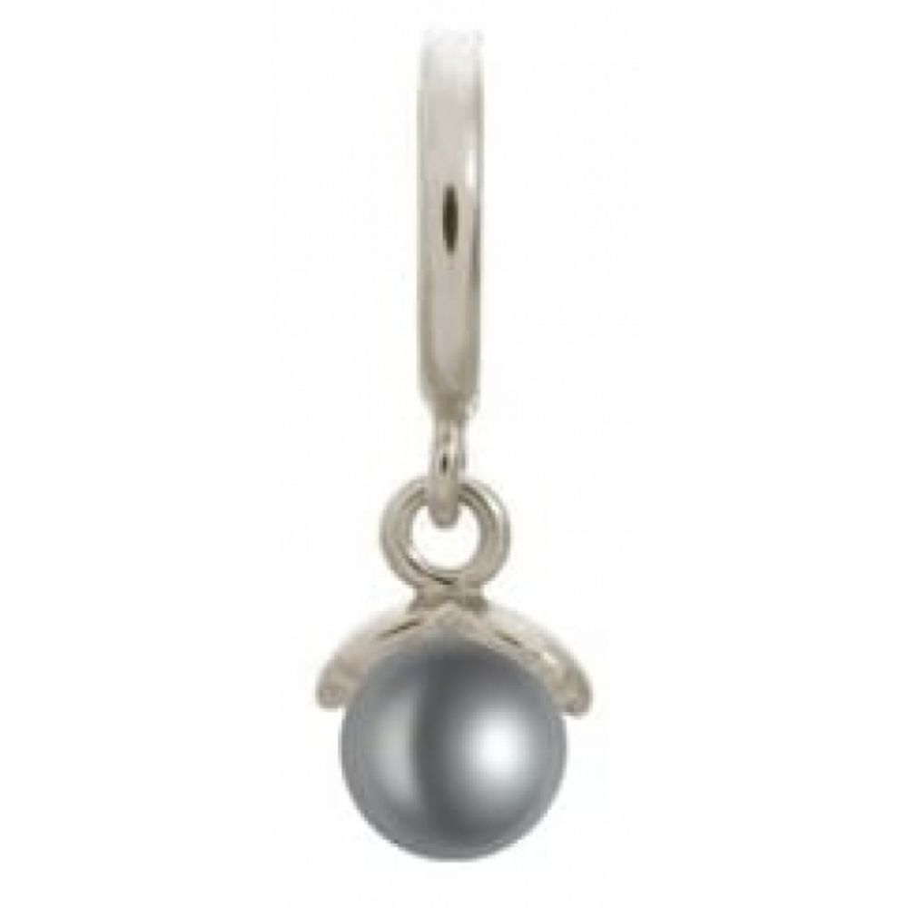 Grey Pearl Drop Sterling Silver Charm