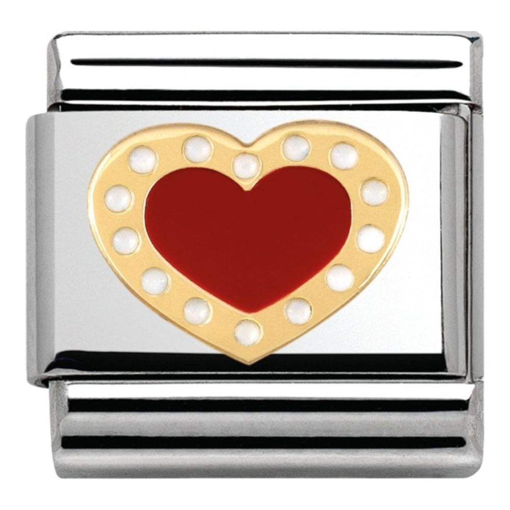 Classic Gold Dots Red Heart Link
