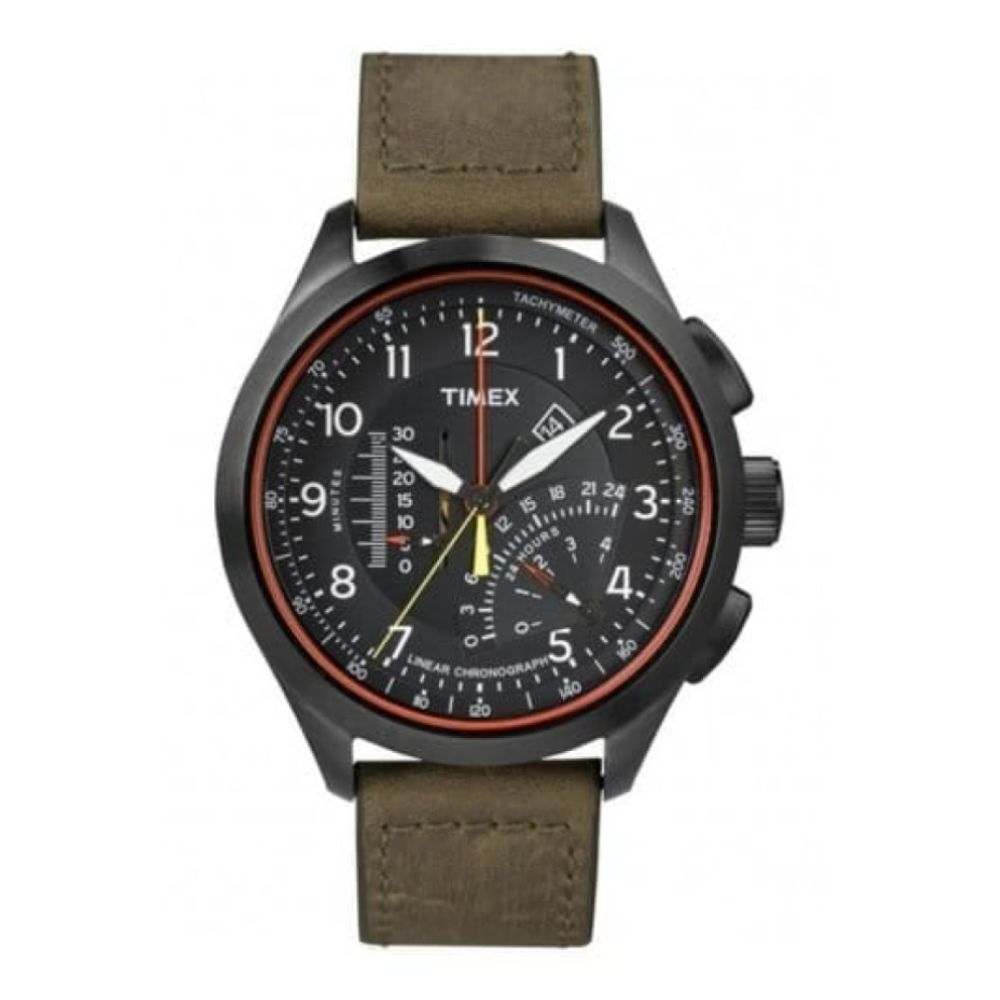 Intelligent Quartz Linear Green Leather Watch