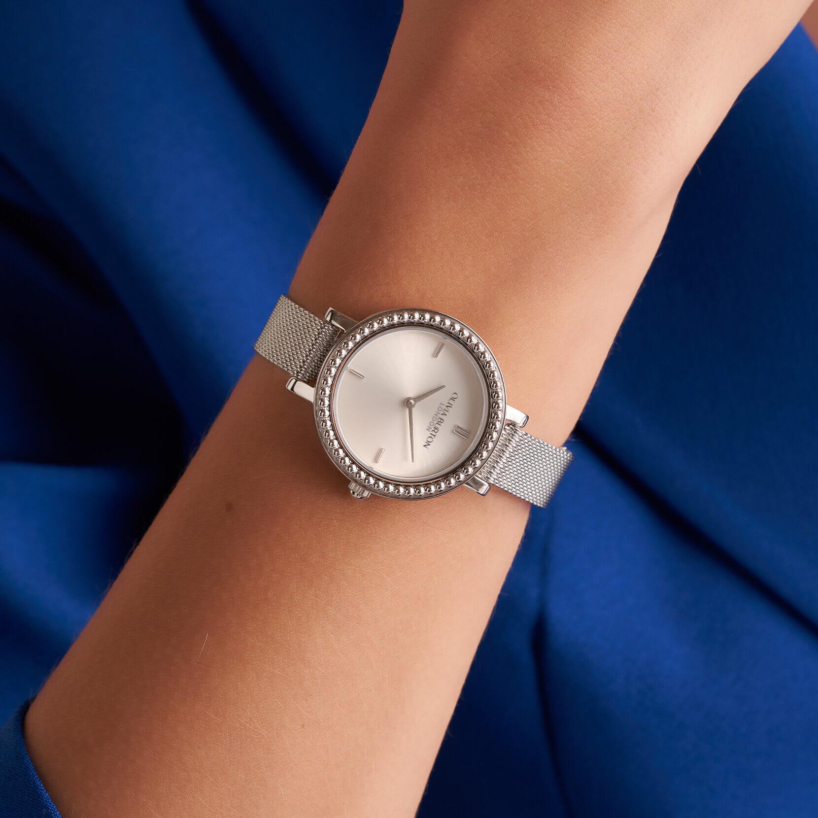 Vintage Bead Silver Dial & Mesh Watch