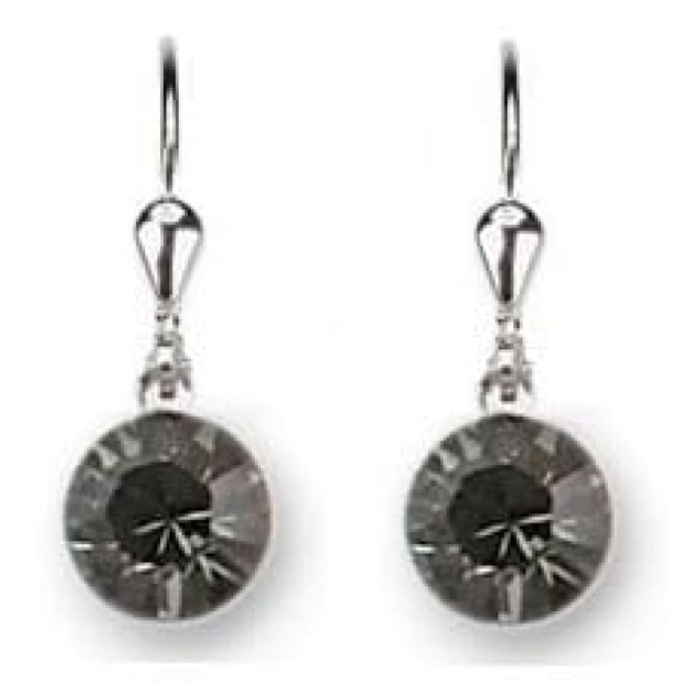 Ladies Dark Silver Swarovski Elements Rhodium Plated Metal Earrings
