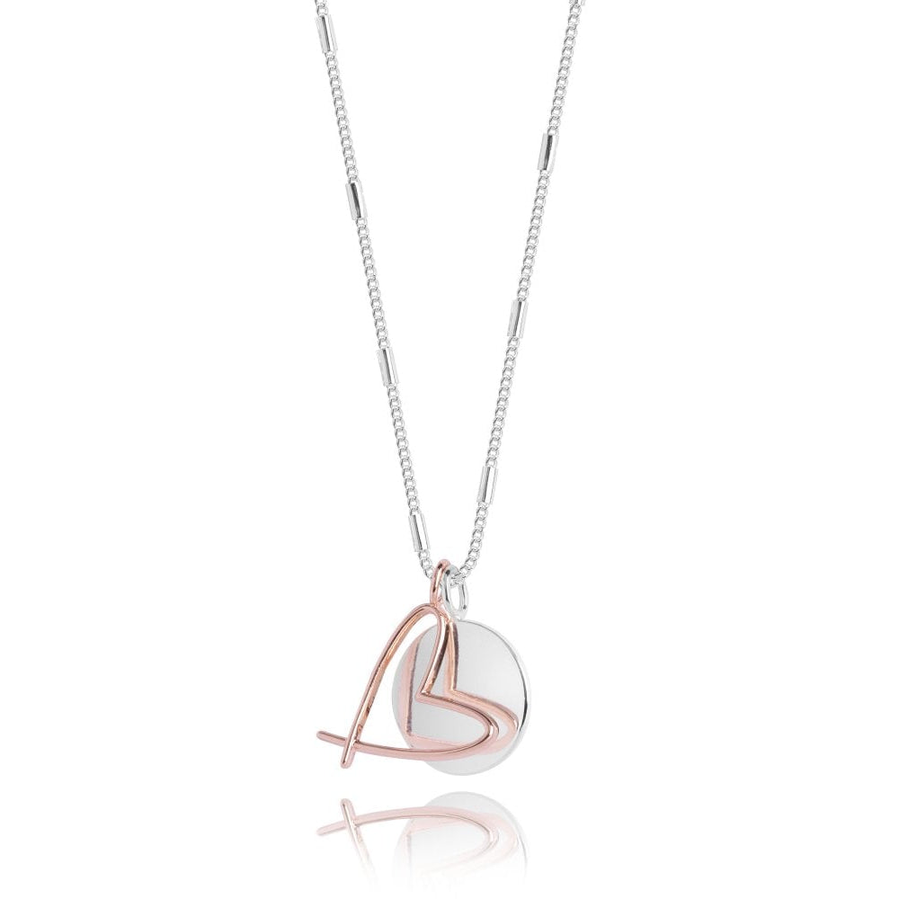 ALINA Heart Necklace - Silver And Rose Gold - Necklace - 46cm
