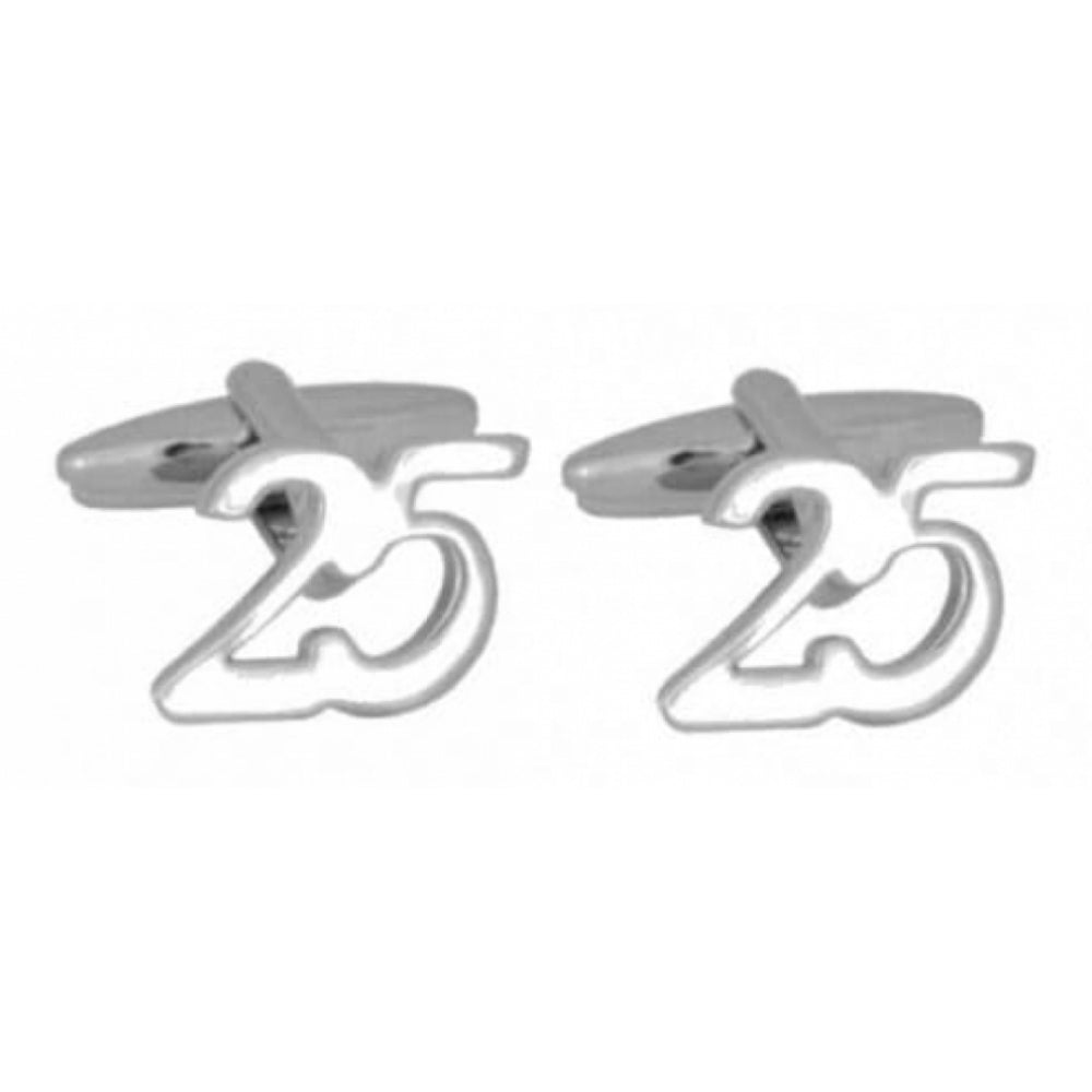 Rhodium Plated '25' Cufflinks