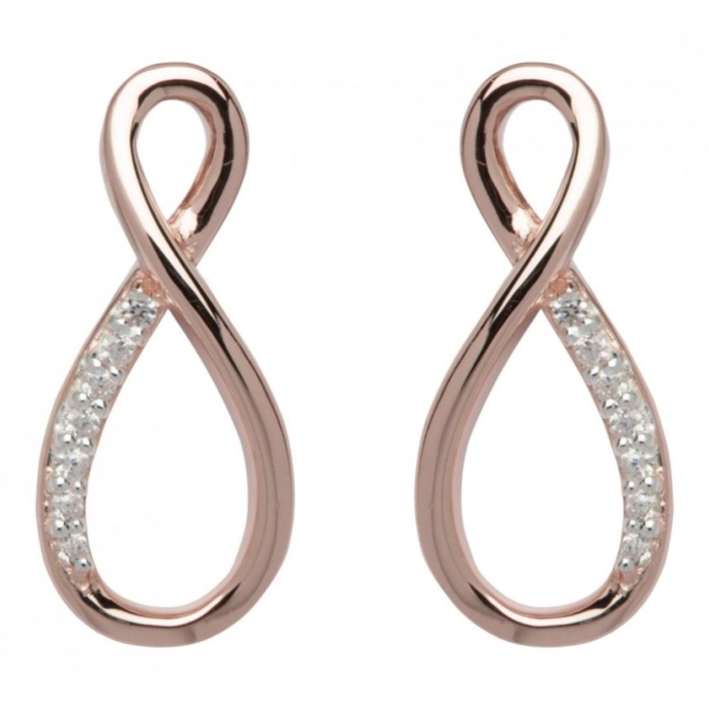 Sterling Silver 925 Twisted Earrings With Rose Gold Plating And CZ