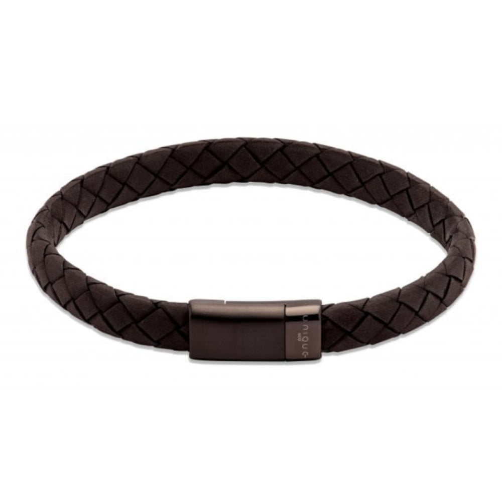 Black Leather Bracelet with Black IP Plated Magnetic Steel Clasp