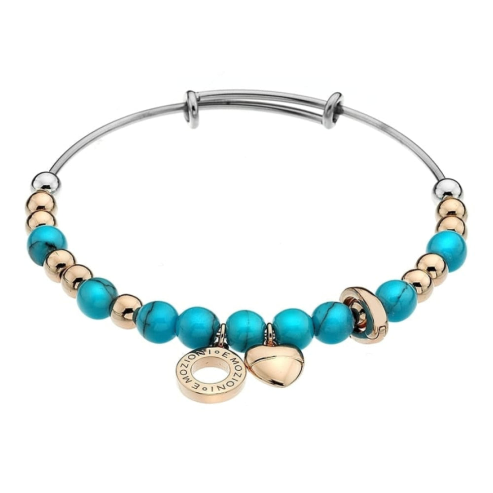Emozioni Rose Gold Plate Faux Turquoise Bangle