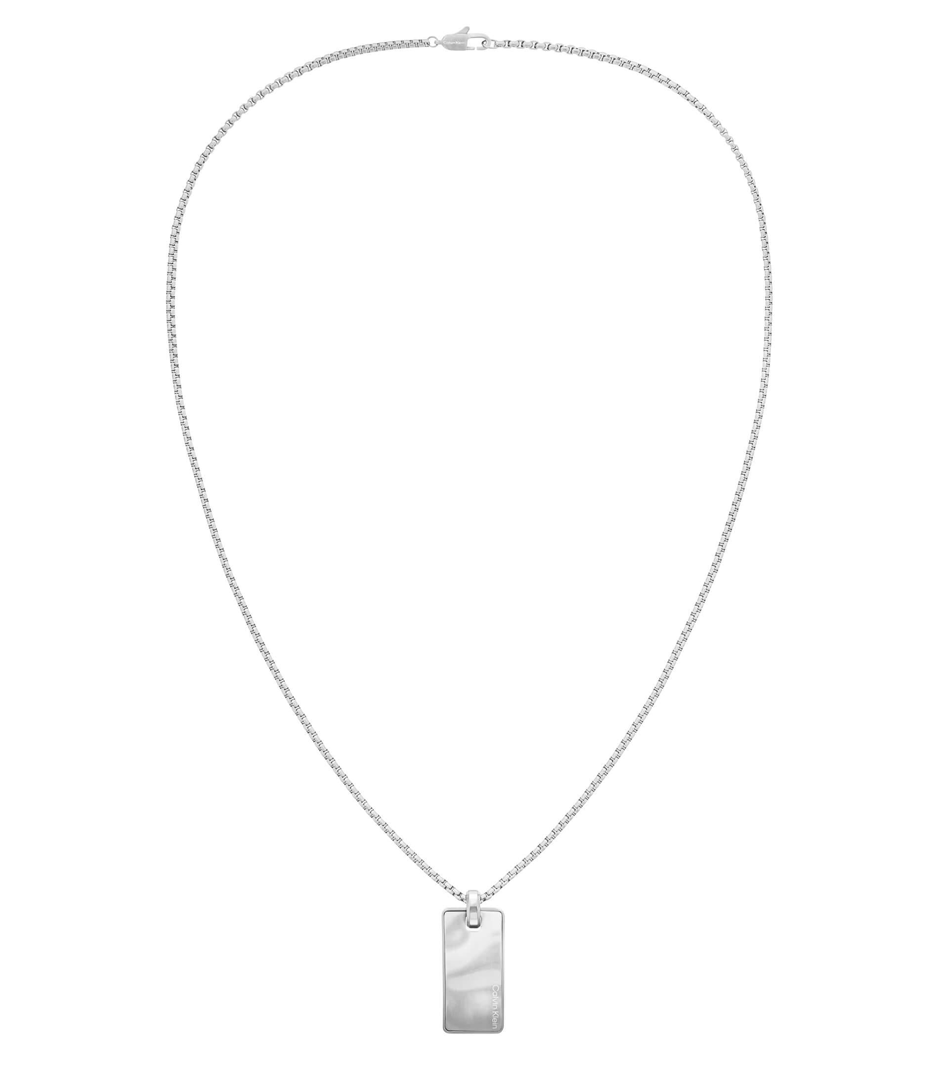 Metallic Waves Mens SS Dog Tag Necklace