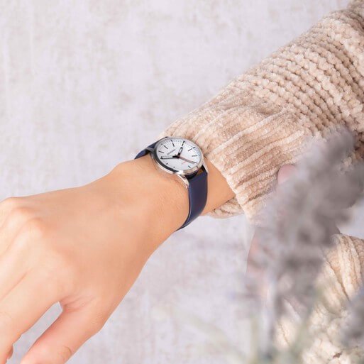 Nordic White Dial & Blue Leather Strap Watch