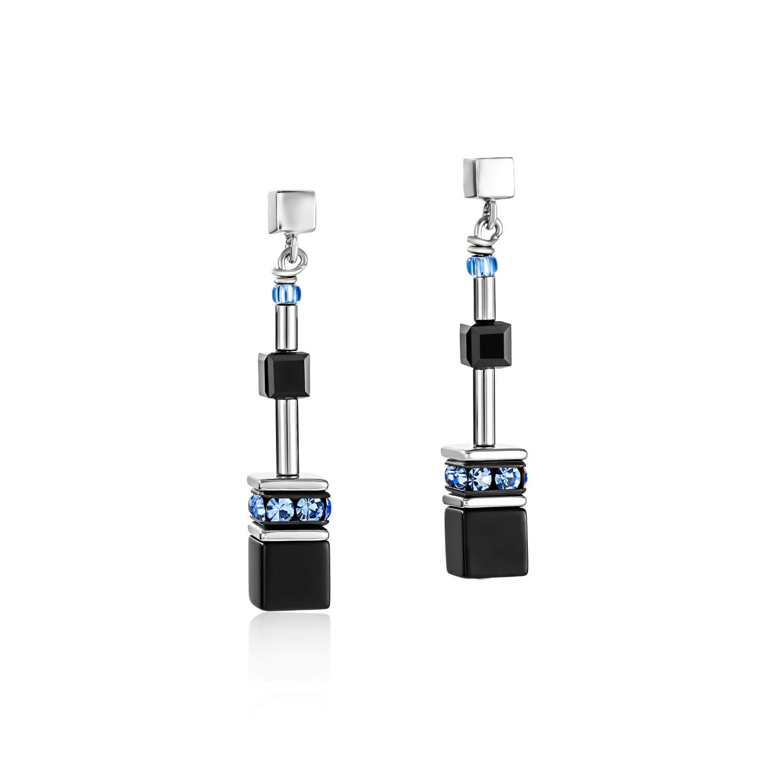 Medium Blue Geo Cube Earrings