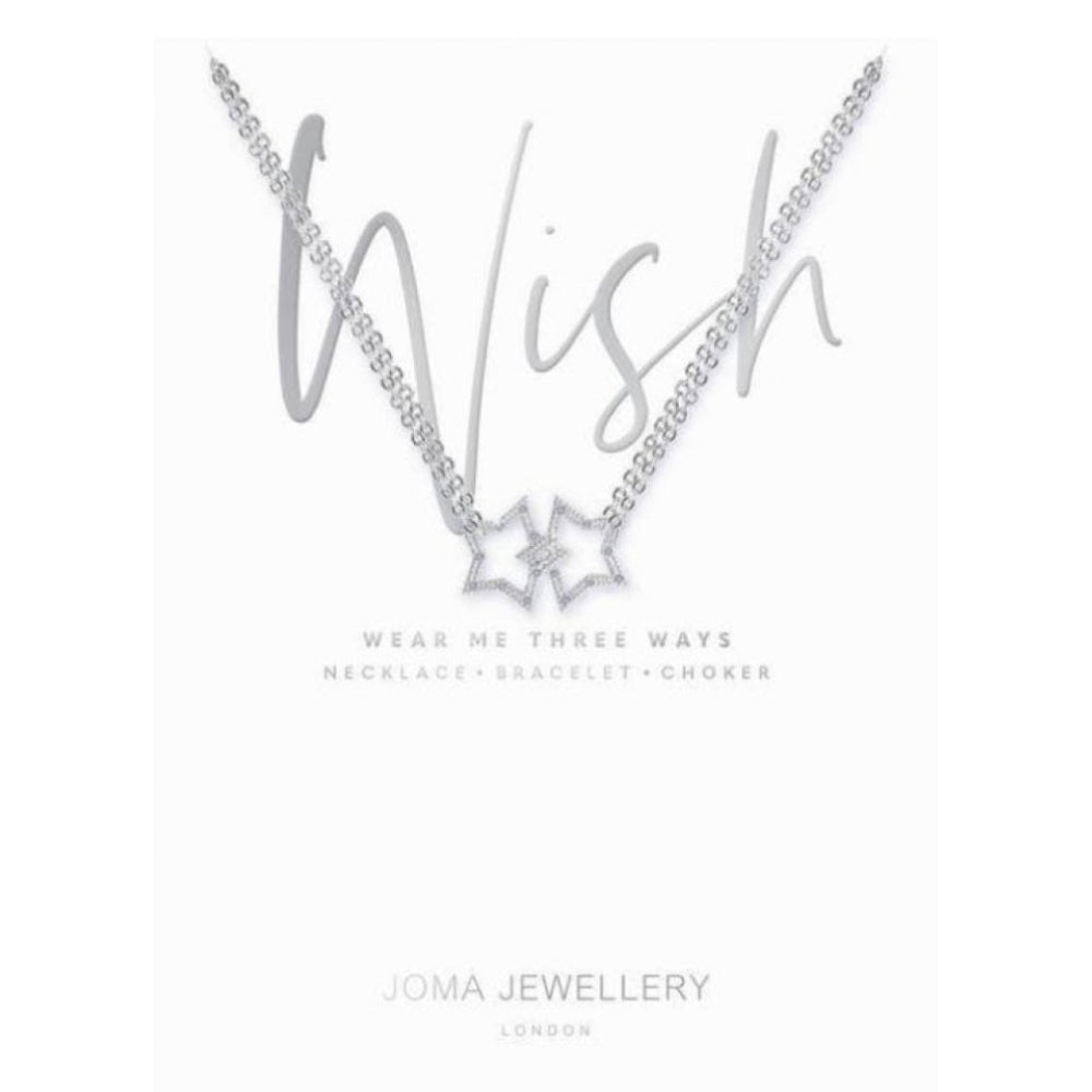 Wish - Silver Pave Star Charm On Silver Necklace/Chocker/Bracelet
