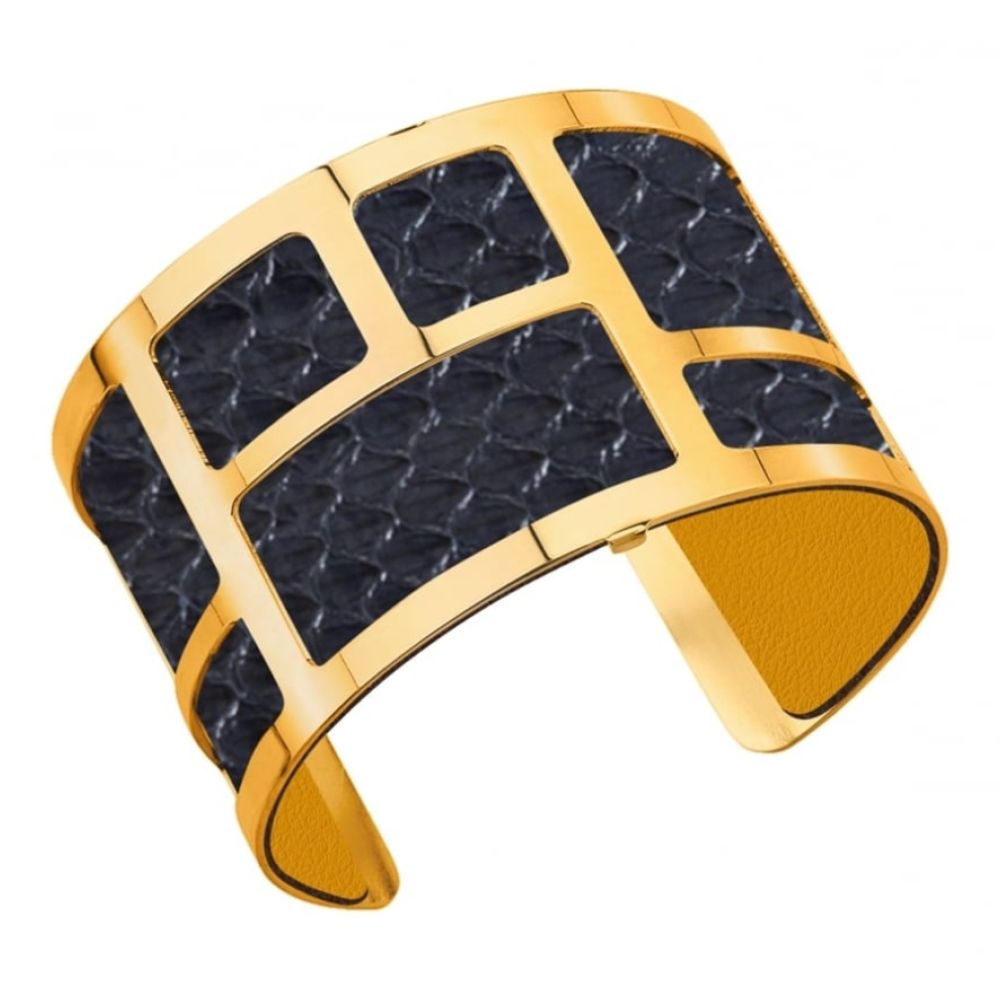 Leather Navy Blue Watersnake/Ocher