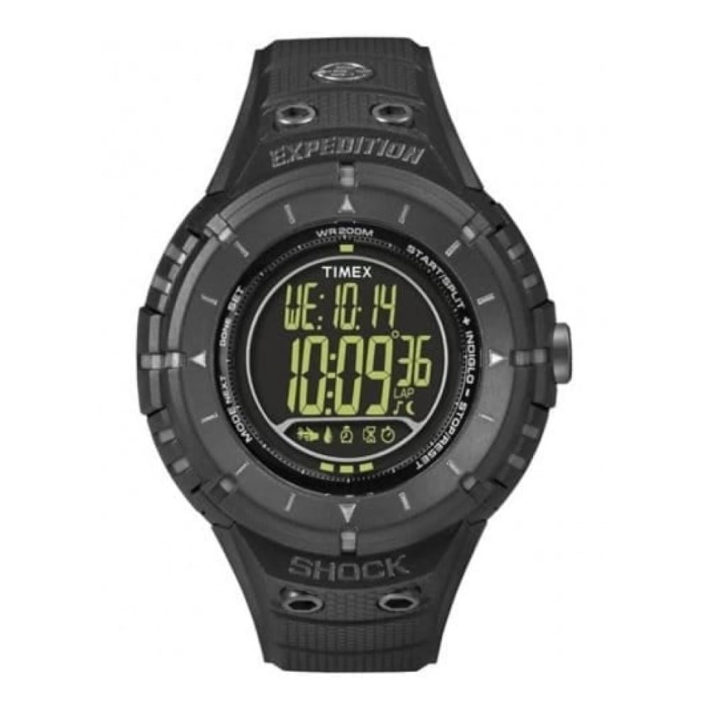 Gents Black Resin Shock Resistant Compass Watch