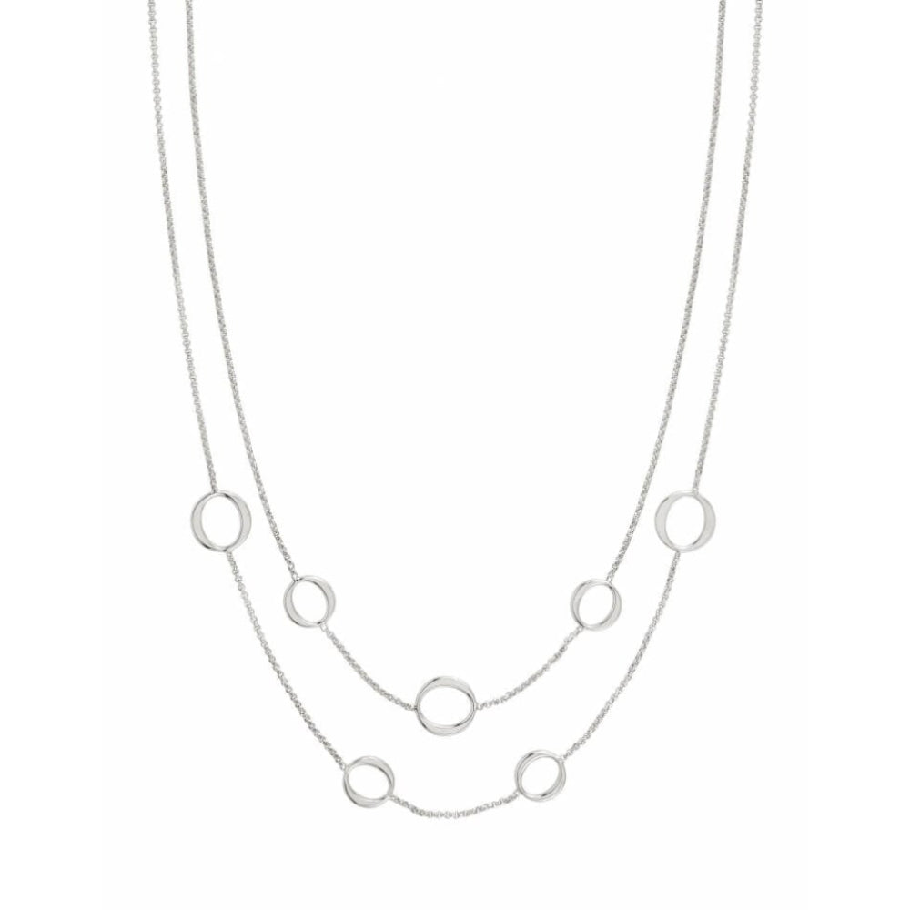 Sterling Silver Double Chain Circle Necklace