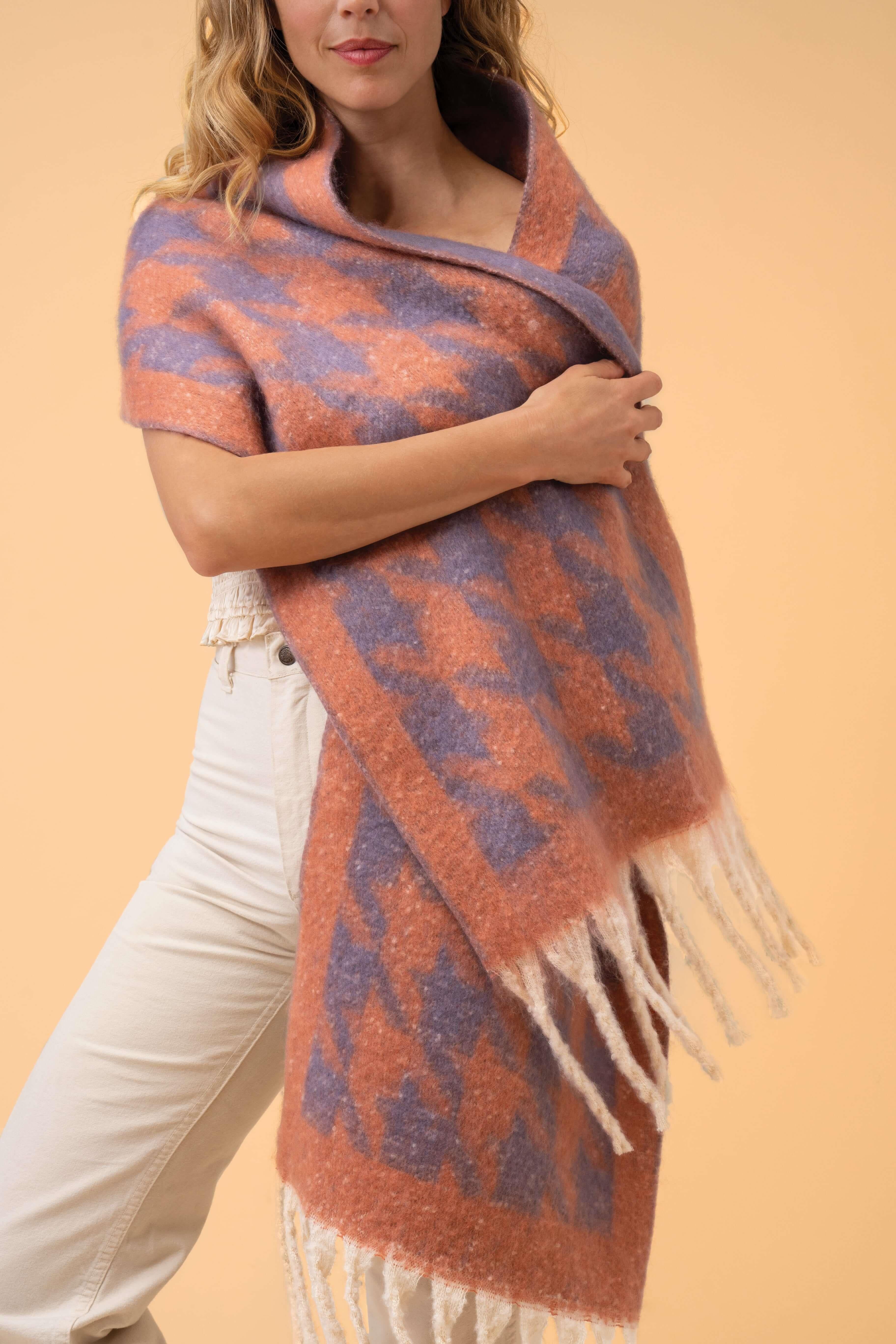 Harper Cosy Scarf- Coral/Lavender