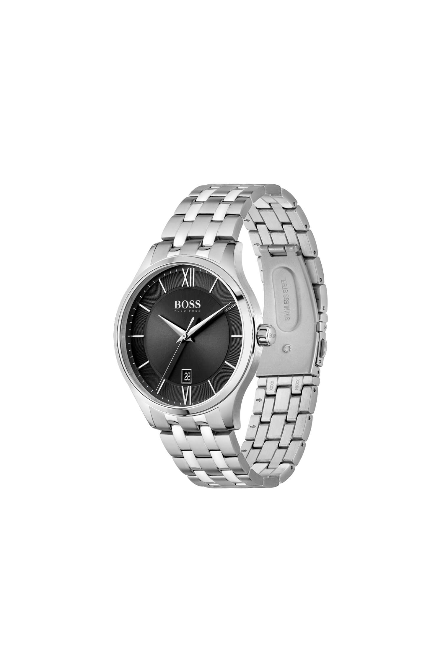 Elite Stainless Steel Black Dial & Bracelet Strap Gents Watch