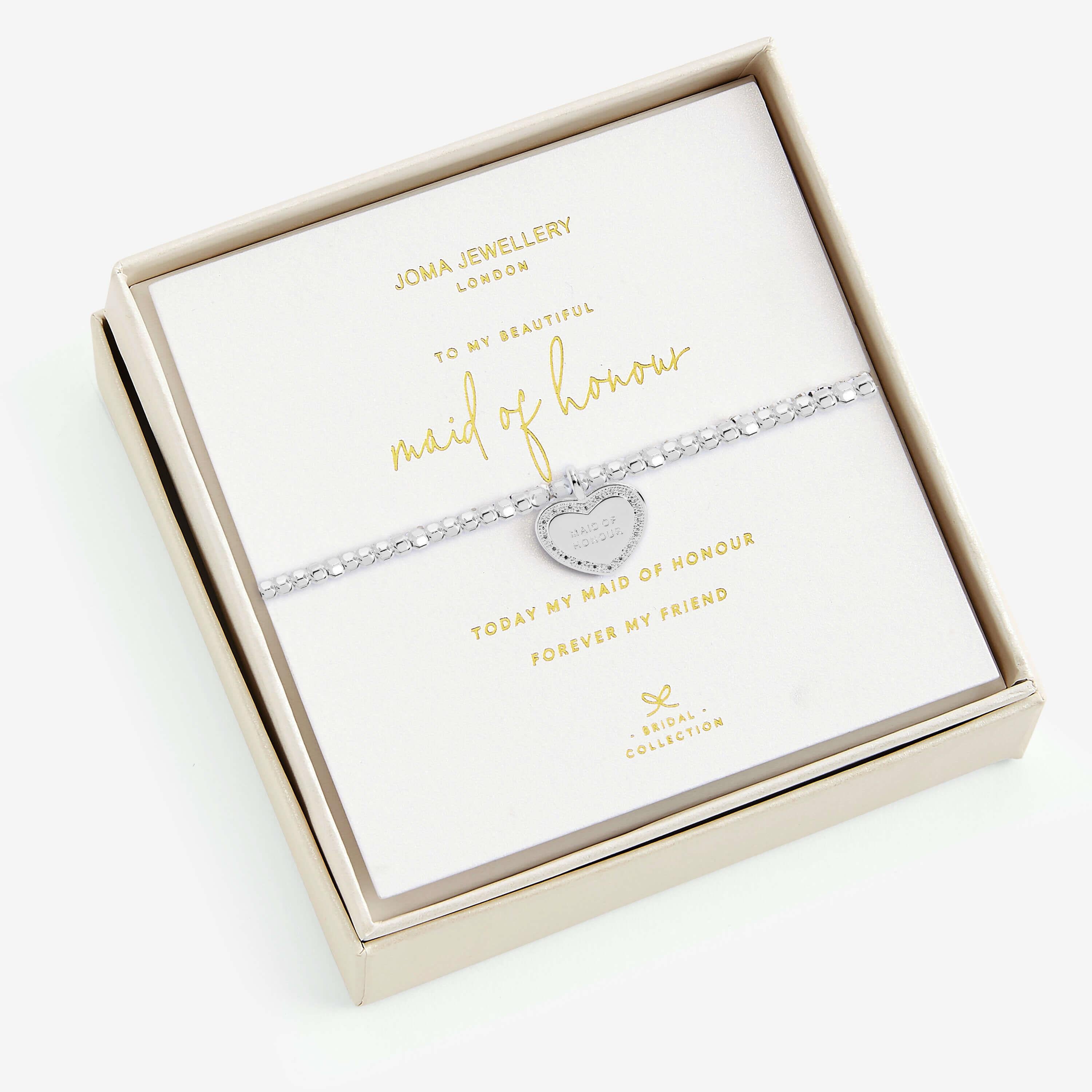 Beautifully Boxed Bridal Bracelets | Beautiful Maid Of Honour | Silver | Bracelet | 17.5cm Stretch