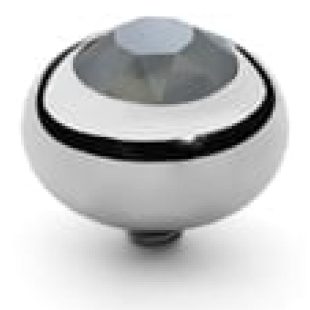 Famosa Tondo 10mm Dark Grey Stone In Stainless Steel Ring Top