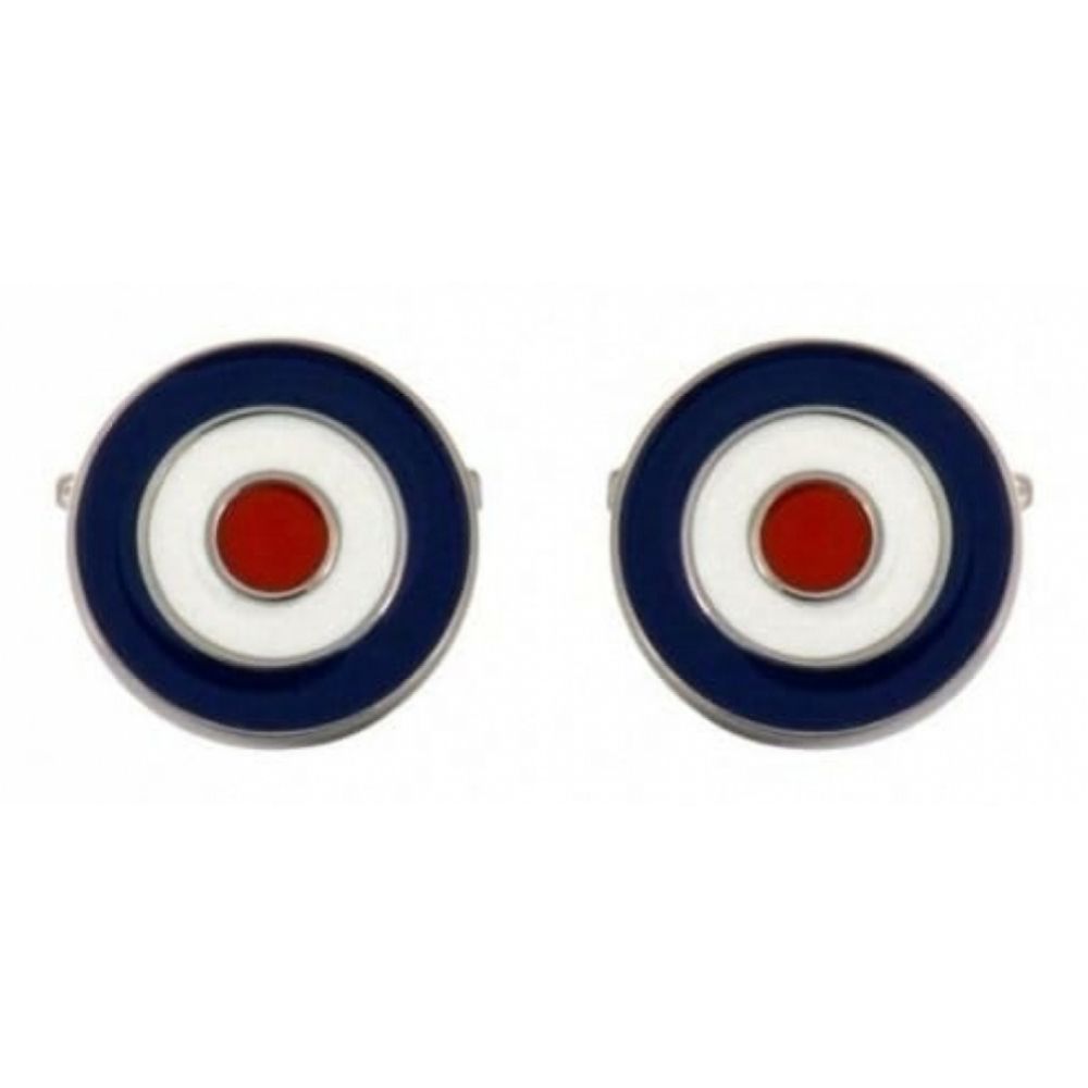 Rhodium Plated RAF Rounded Enamel Cufflinks