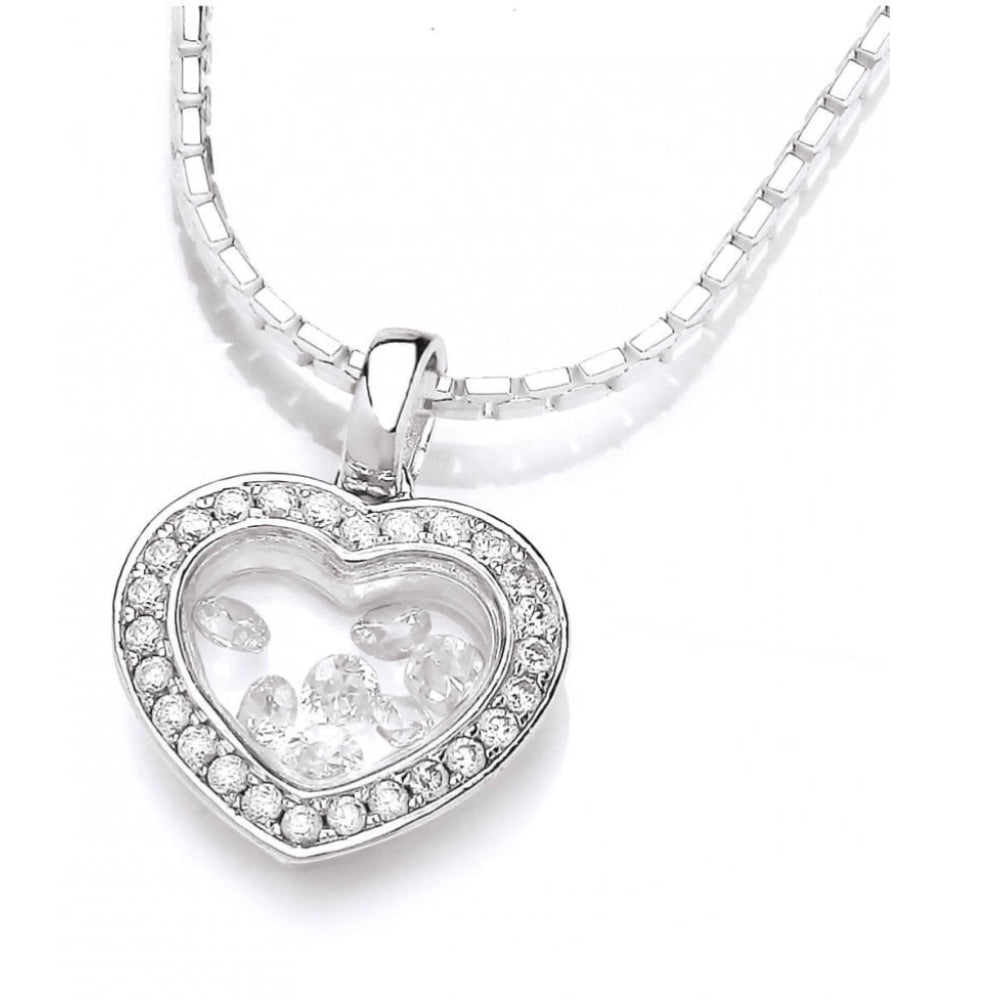 Celestial Mini Silver & CZ Bezel Heart Pendant