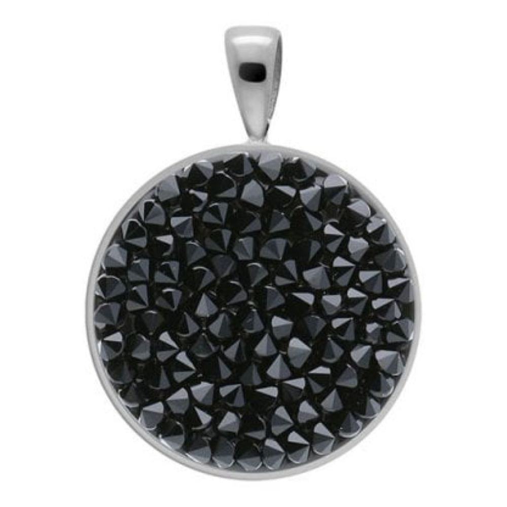 Pendant Tirano Small 20mm Jet Crystals In Silver