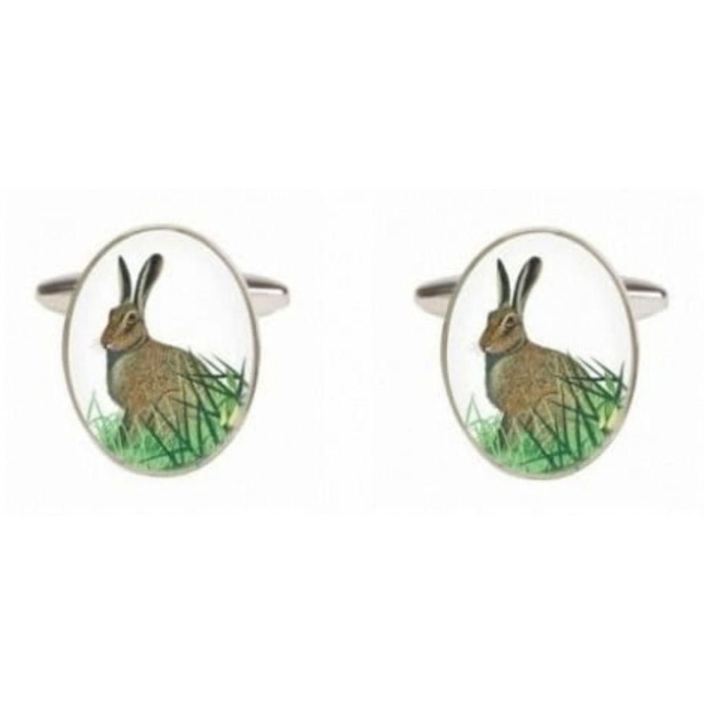 Hare Rhodium Plated Cufflinks