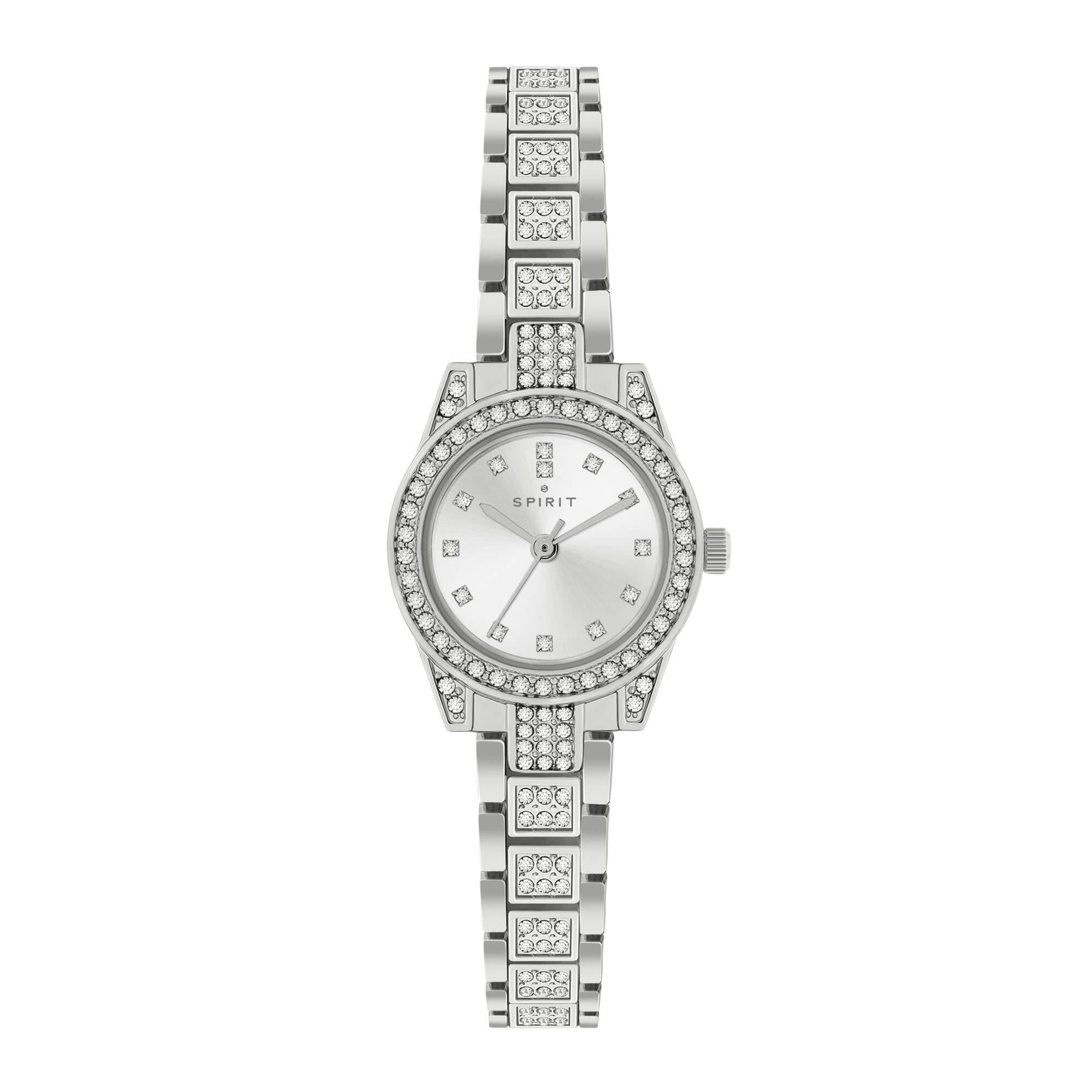 Ladies Polished Pale Silver Crystal Bracelet Watch