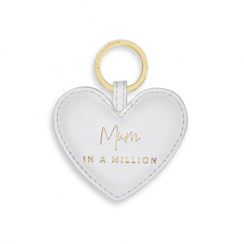 Beautifully Boxed Sentiment Heart Keyring | Mum In A Million | Grey