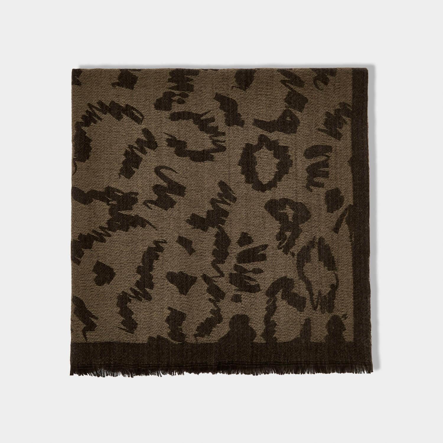 Large Leopard Printed Blanket Scarf in Mink