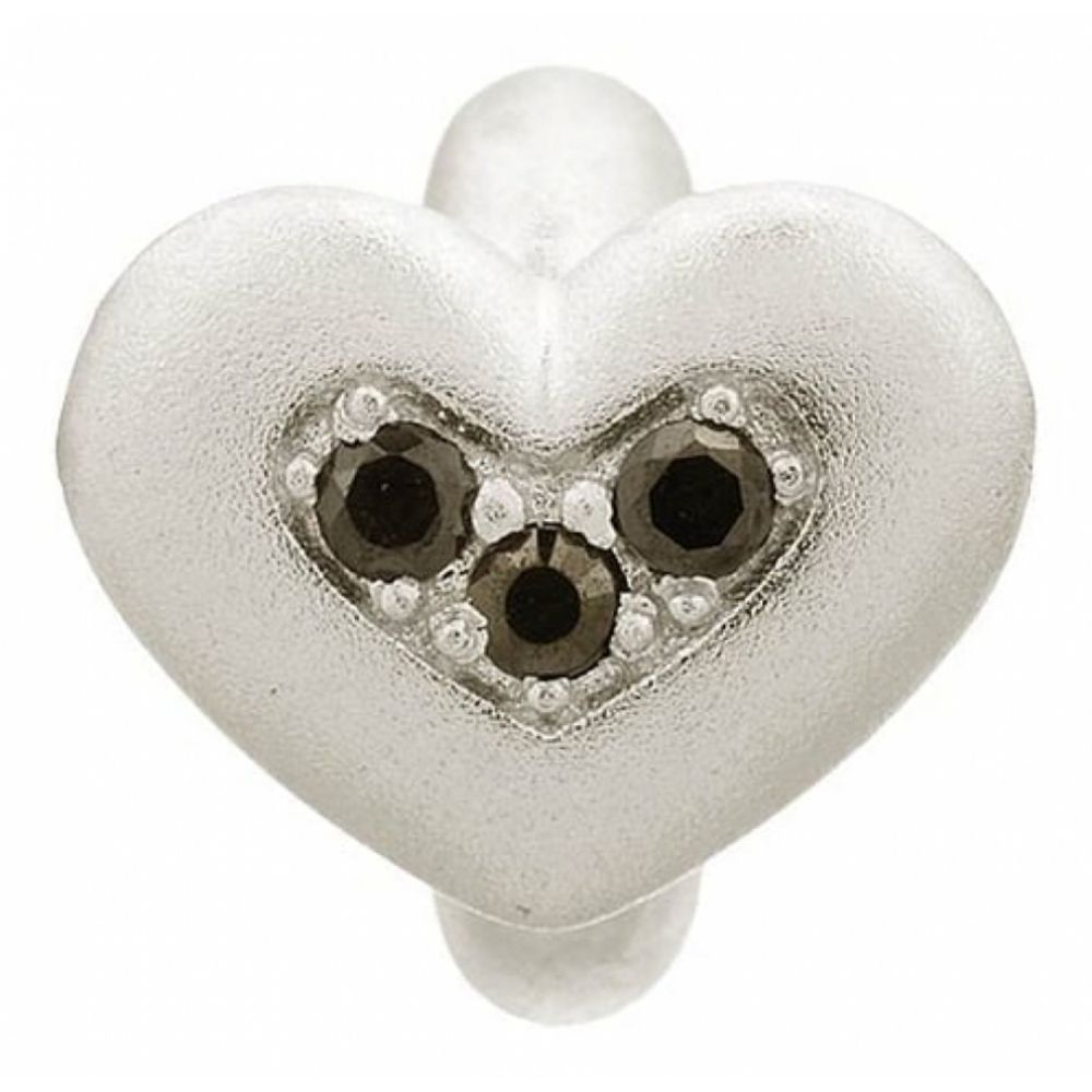 Black CZ Sterling Silver Heart Charm