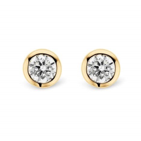 Gold Tone Round CZ Stud Earrings