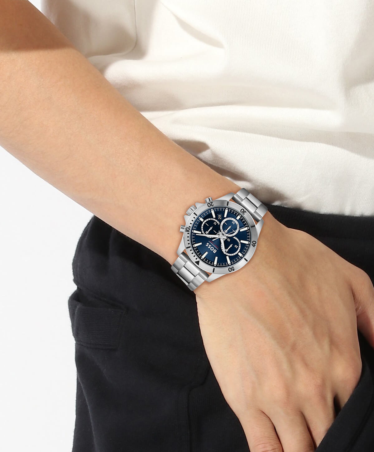 Troper Blue Chronograph Dial & SS Bracelet Strap