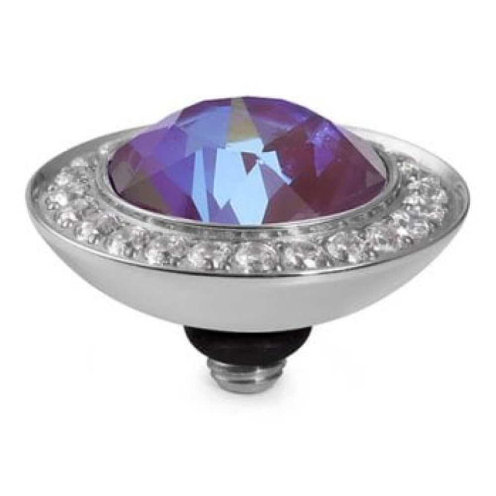 13mm Interchangeable Tondo Deluxe Burgundy Delite Crystal Top in S/P With Crystal Bordered