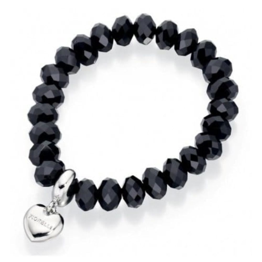Ladies Black Faceted Deep Purple Bead Bracelet