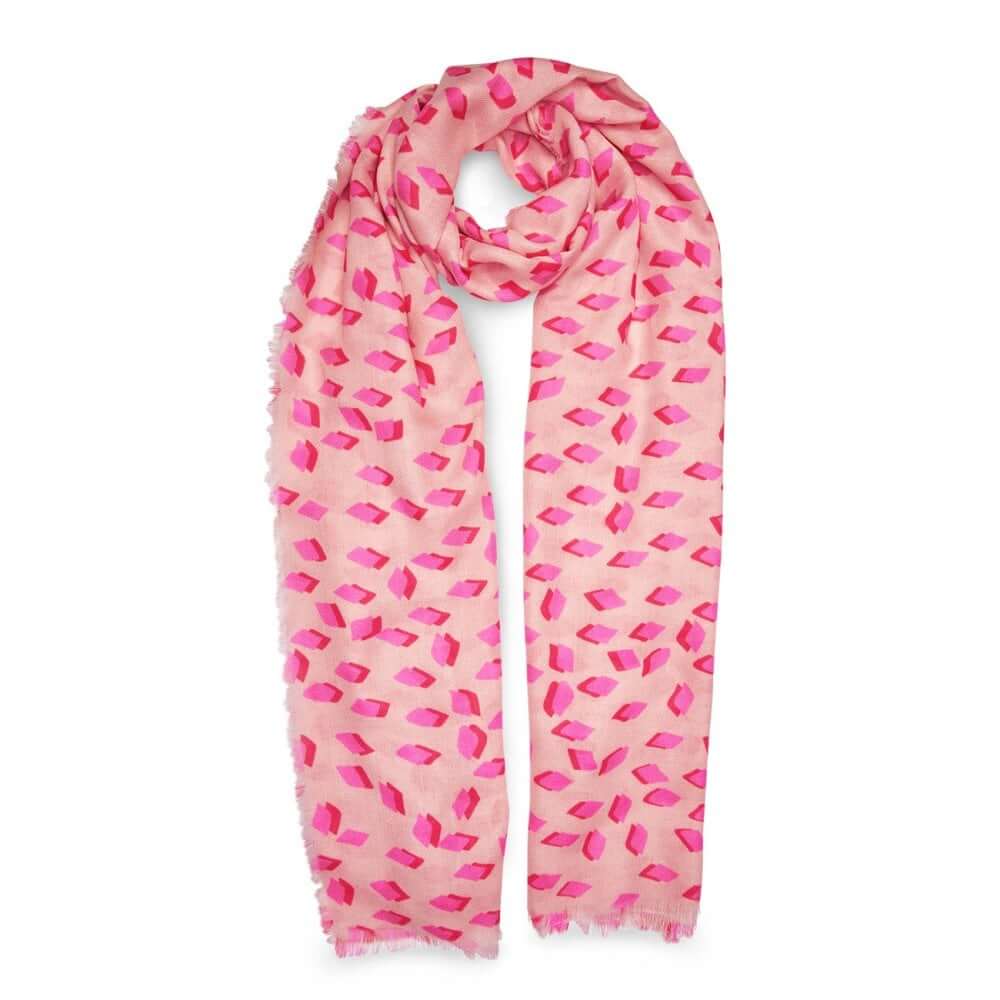 Printed Scarf | Diamond Print | Pink