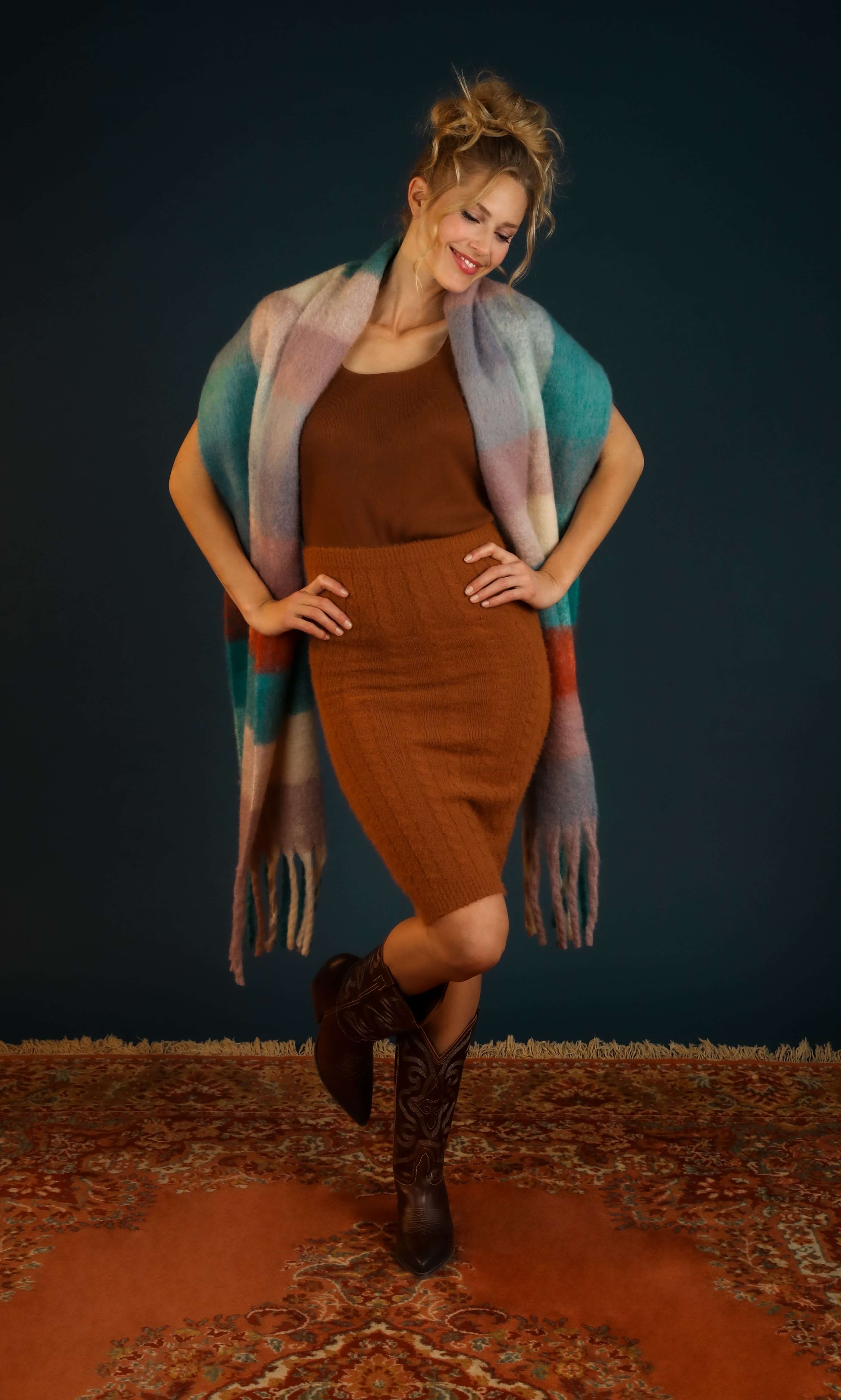 Maddie Cosy Scarf - Damson/Teal