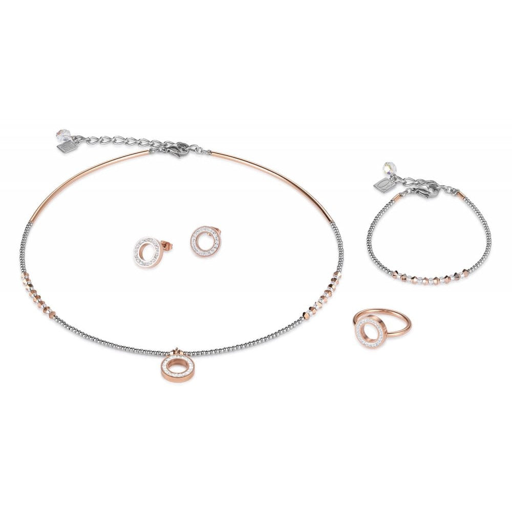 Crystal Ring Rose Gold Pendant, Stainless Steel Necklace