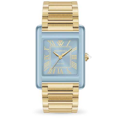 WP6 Metal & Clear Mix Gold Soft Blue Watch