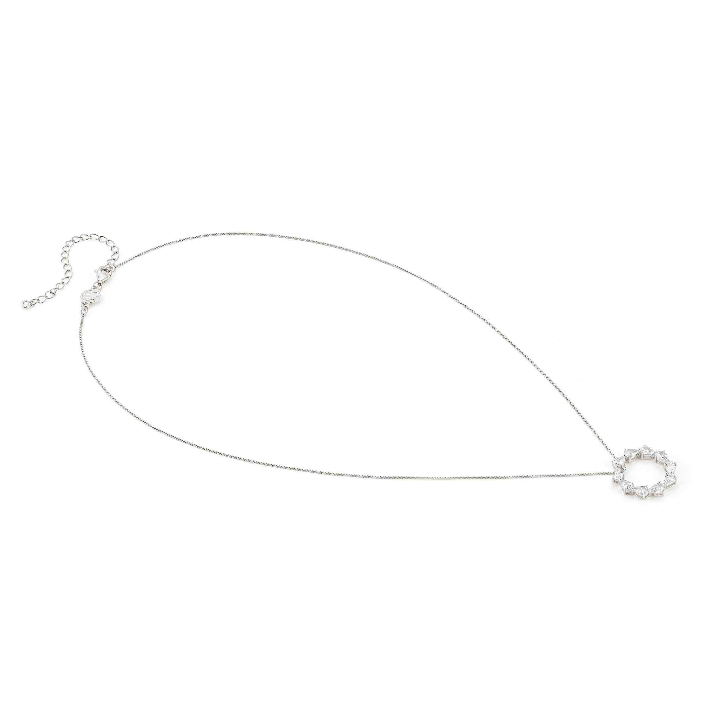 Colour Wave Necklace In Silver & White CZ