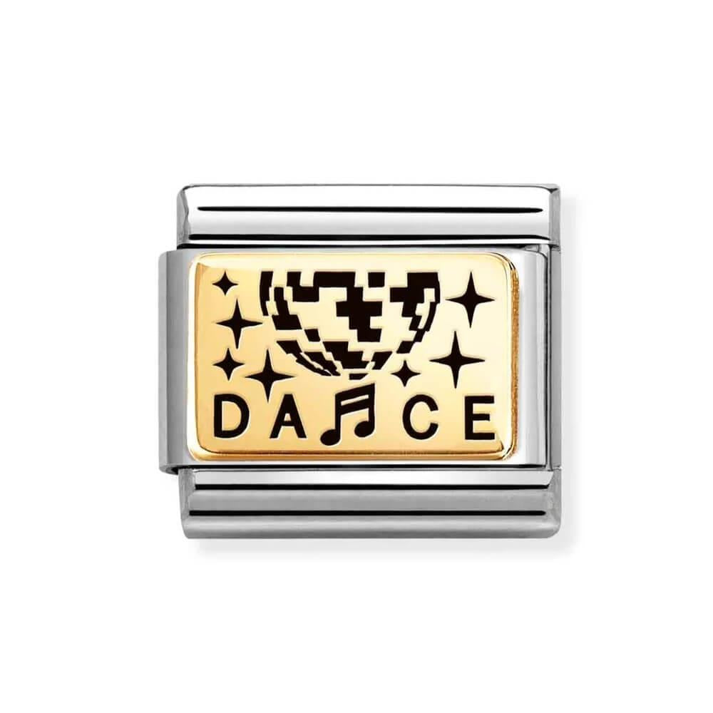 Composable Classic Link World of Dance With Disco Ball Symbol In 18K Gold & Black Enamel