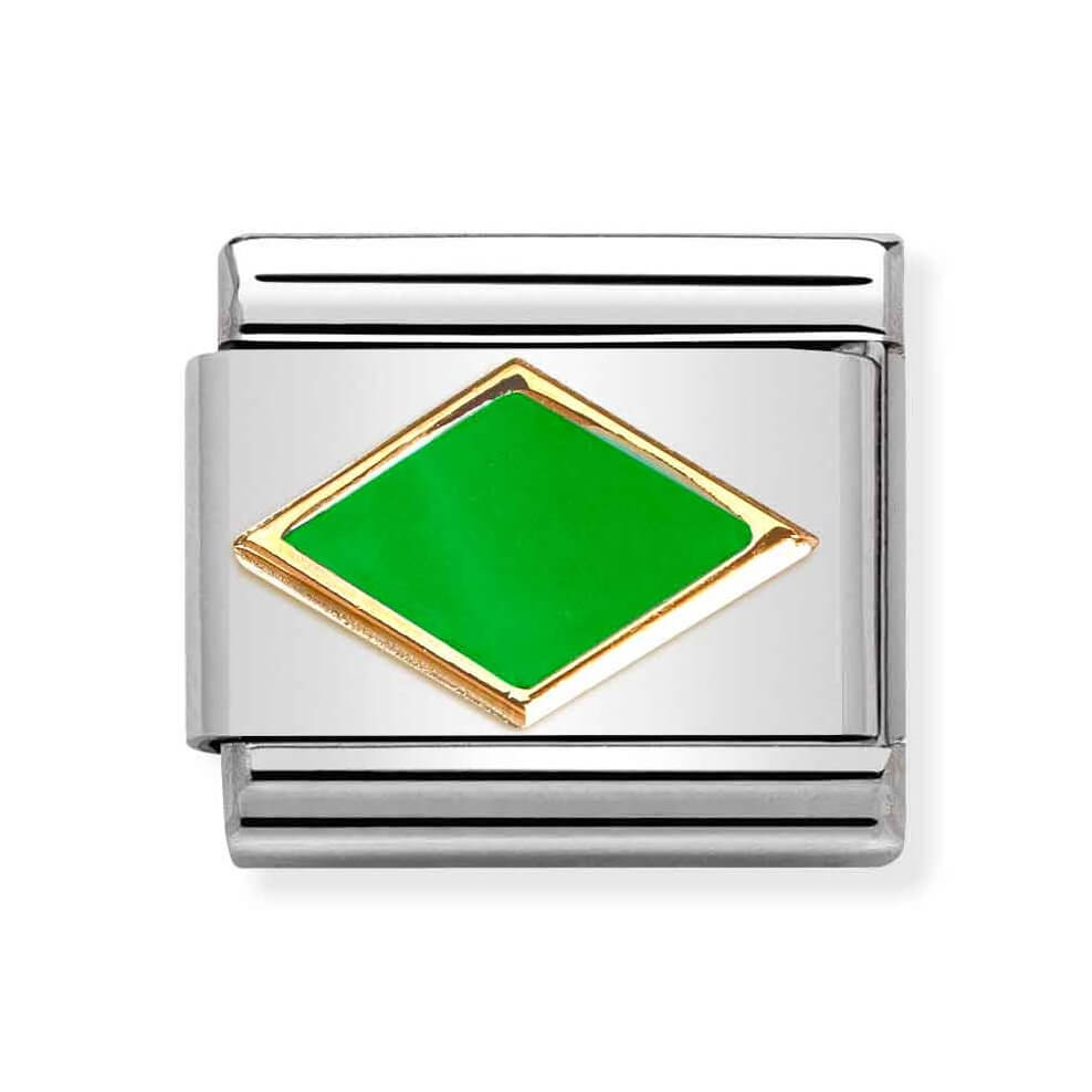 Classic Link In 18K Gold With Green Rhombus Symbol